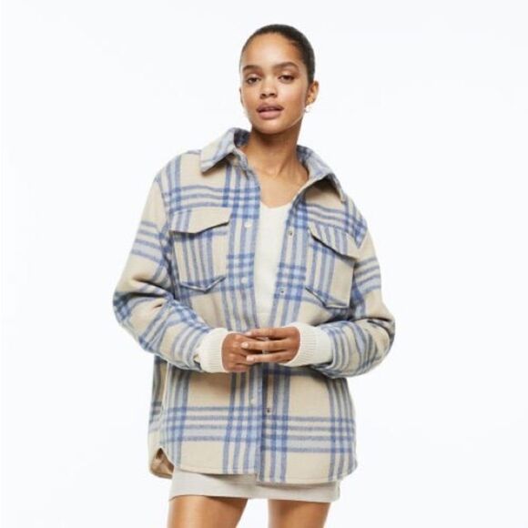 H&M Plaid Jacket Shacket New - Picture 3 of 8